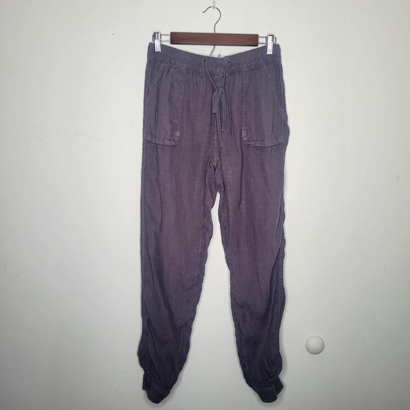 C&C California Womens Medium Brownish Gray‎ Pull On 100% Linen Joggers Pockets - Picture 1 of 8